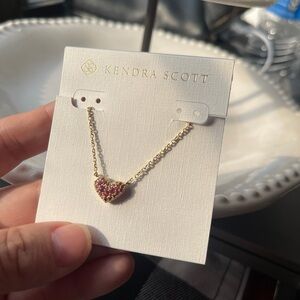 Kendra Scott Gold Necklace with Pink Heart Pendant